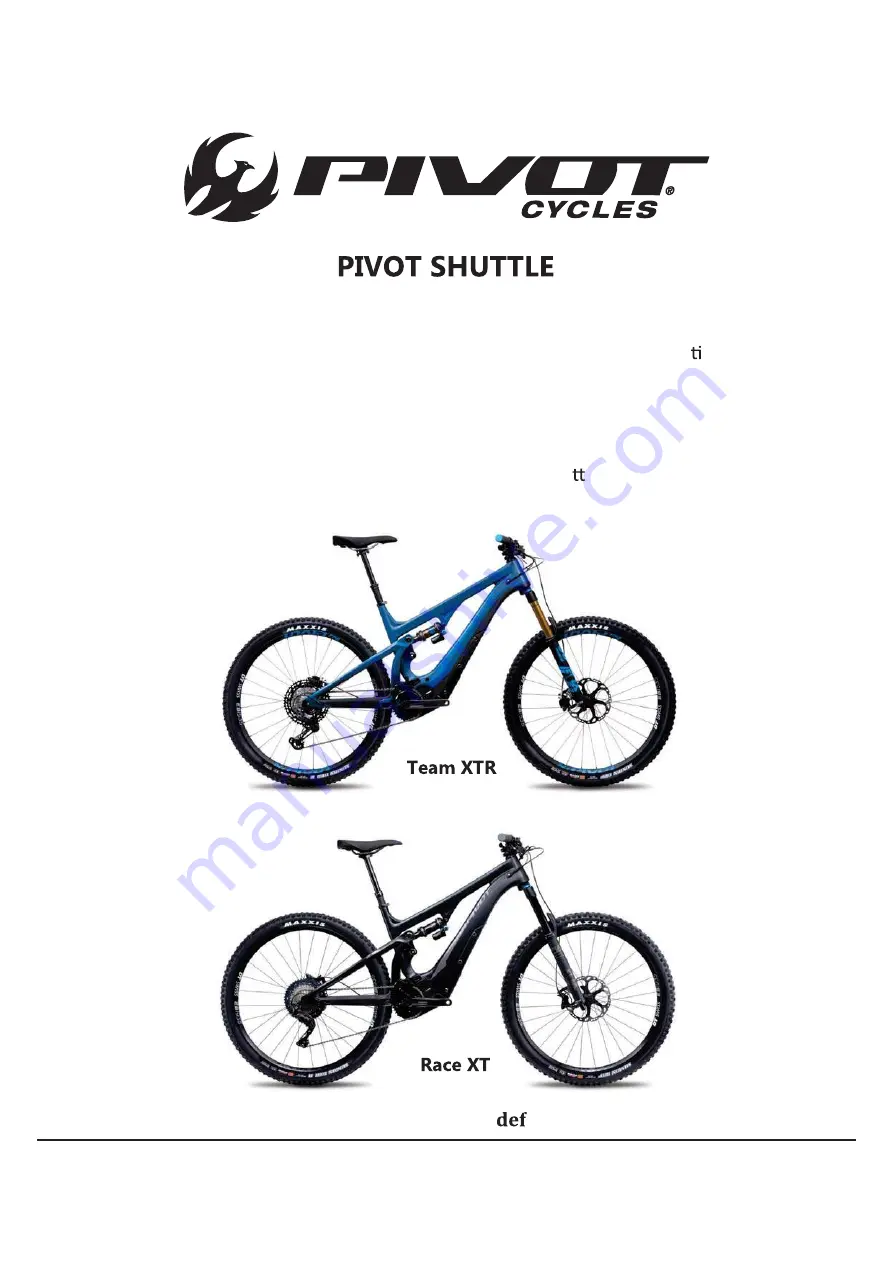 PIVOT cycles Shuttle Race XT Скачать руководство пользователя страница 1