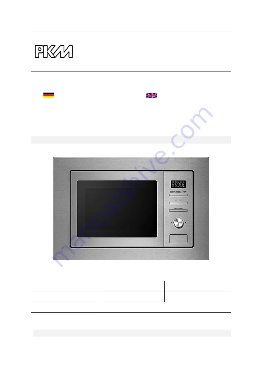 Pkm MW 820-EBM Instruction Manual Download Page 1