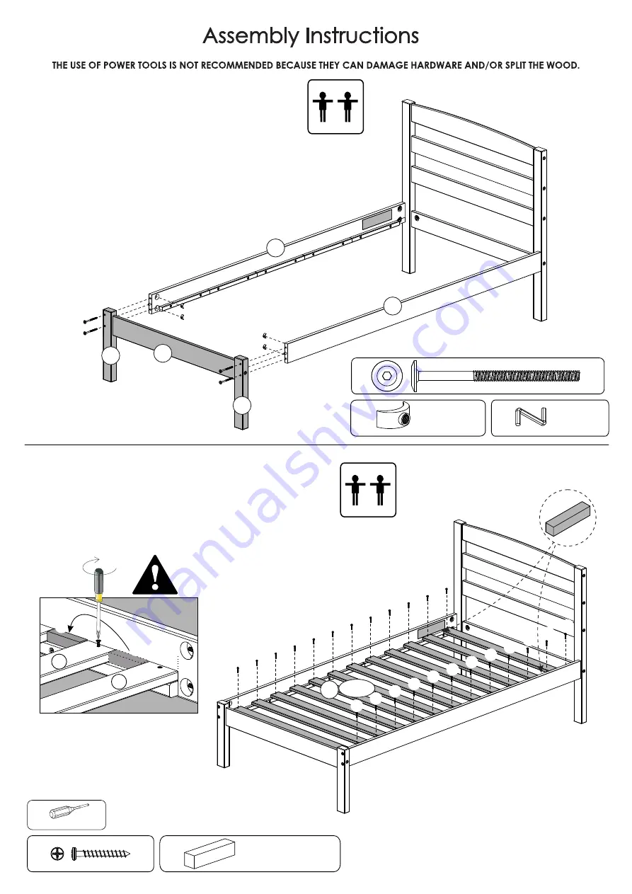 P'kolino Twin Bed with Storage Drawers PKFFBRTBSDCHY Assembly Instructions Manual Download Page 8