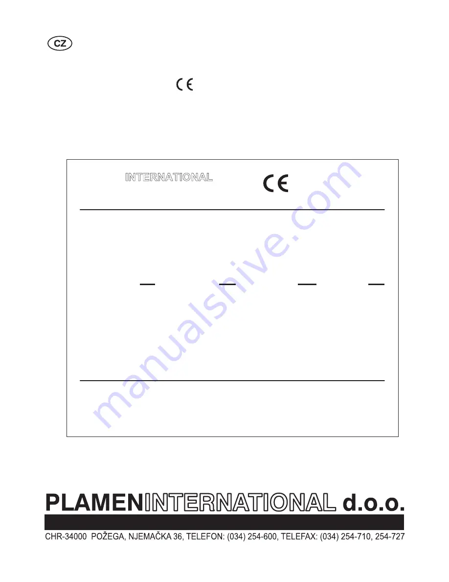 Plamen International SP 850 N Скачать руководство пользователя страница 20