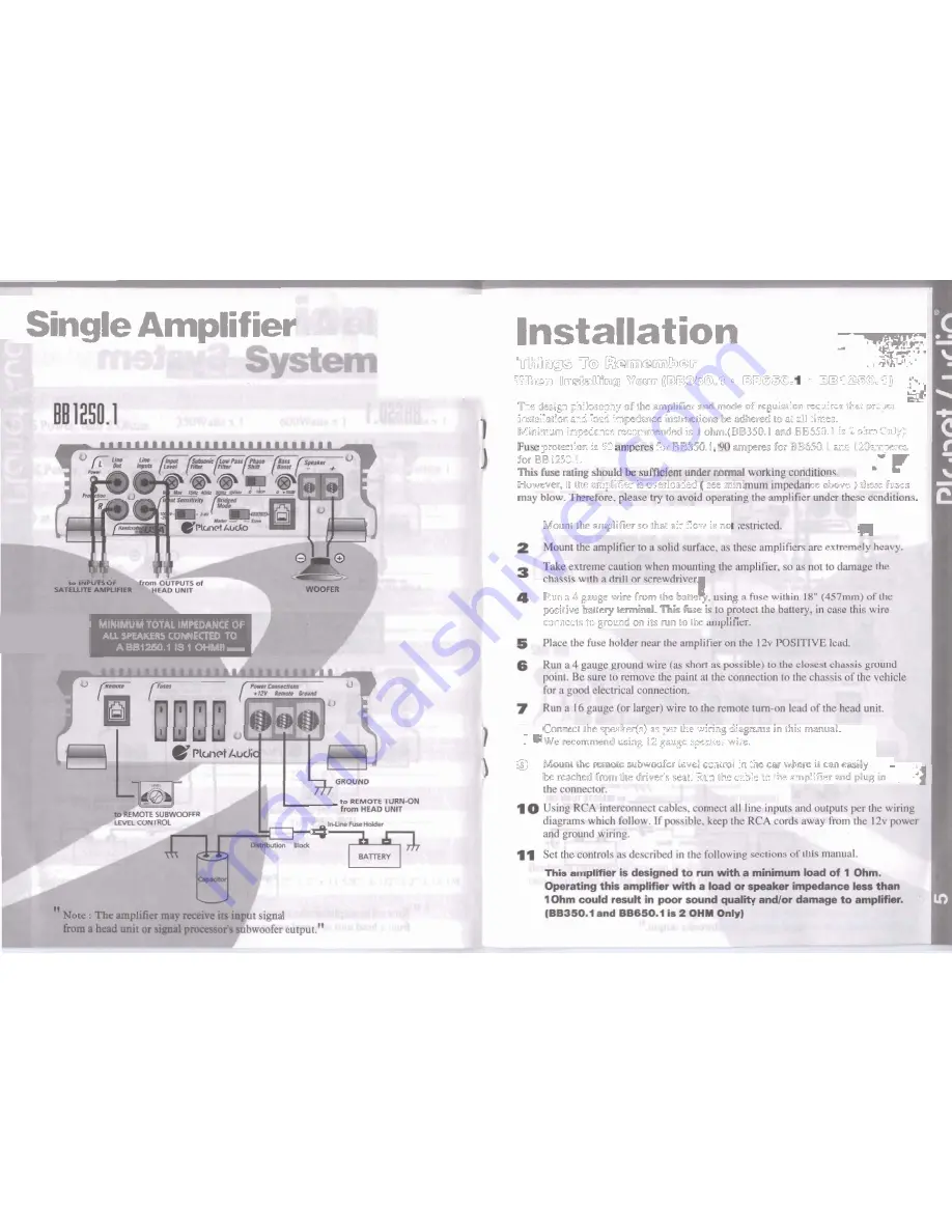 Planet Audio BB350.1 Скачать руководство пользователя страница 5
