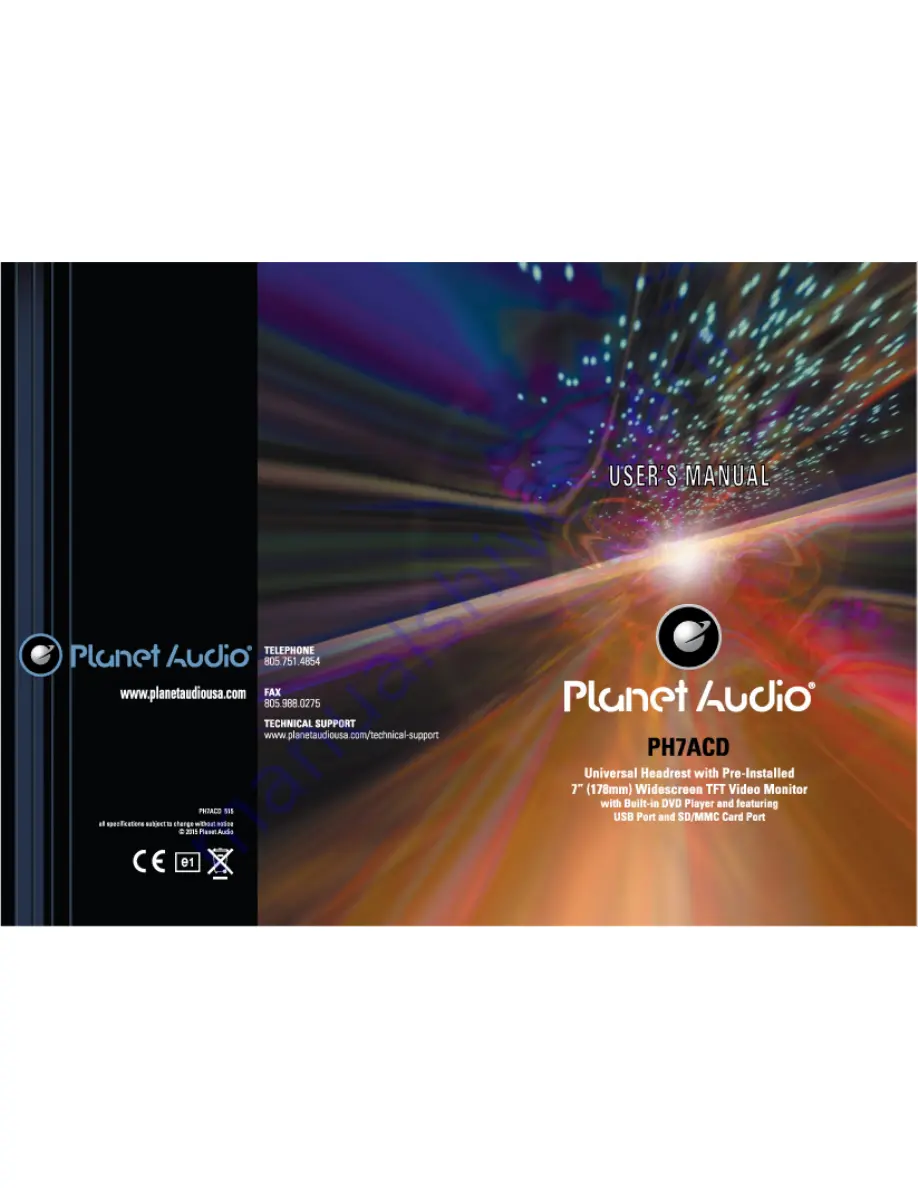 Planet Audio PH7ACD Скачать руководство пользователя страница 1