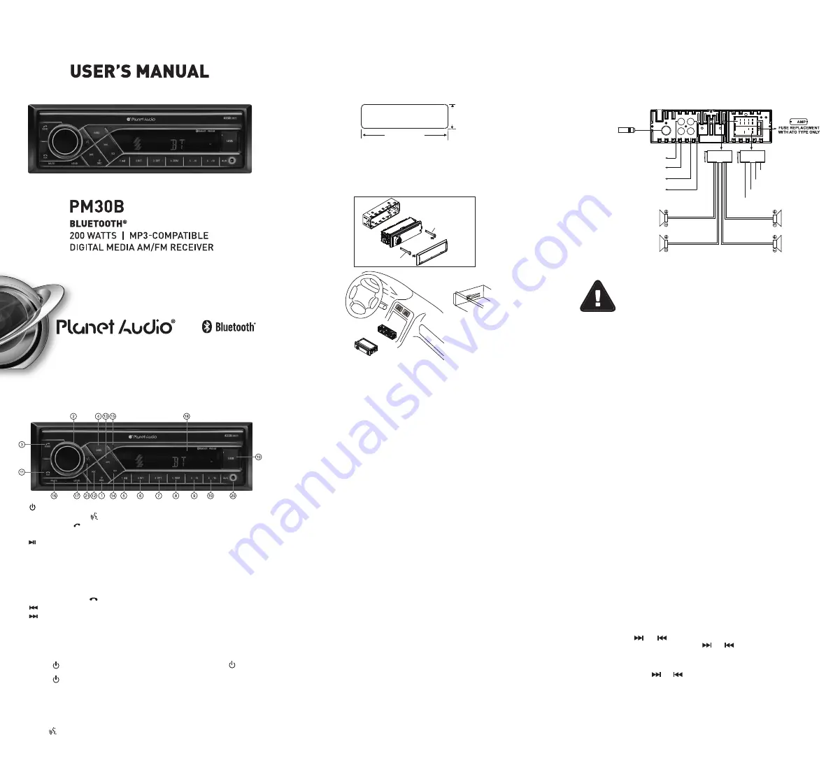 Planet Audio PM30B User Manual Download Page 1