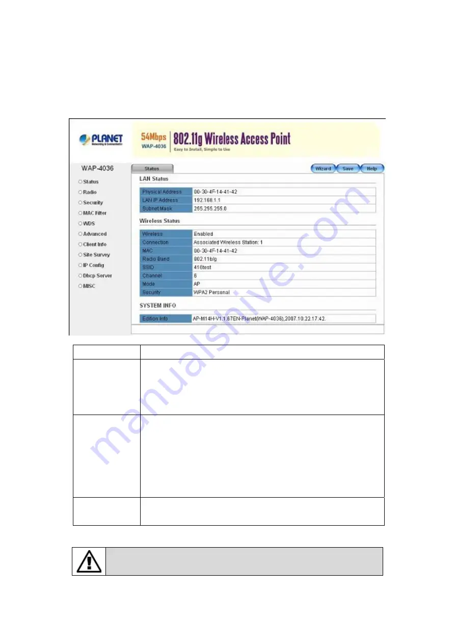 Planet Networking & Communication WAP-4036 User Manual Download Page 12