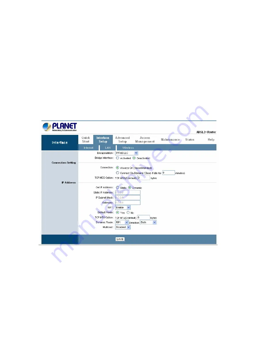 Planet 802.11g Wireless ADSL 2/2+ Router ADW-4401A/Bv2 User Manual Download Page 55