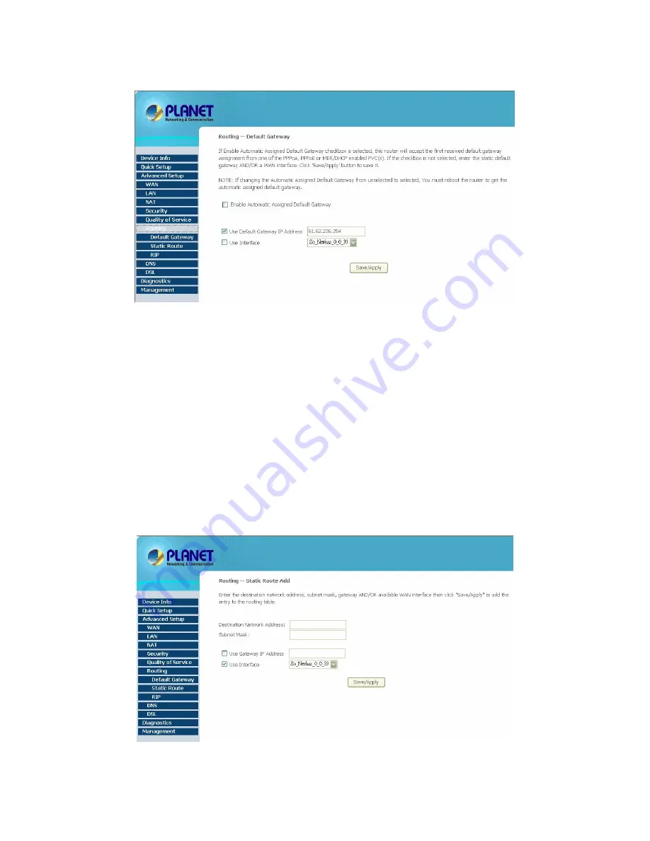 Planet ADSL 2/2+ Router with USB Port ADE-3410v2 User Manual Download Page 44