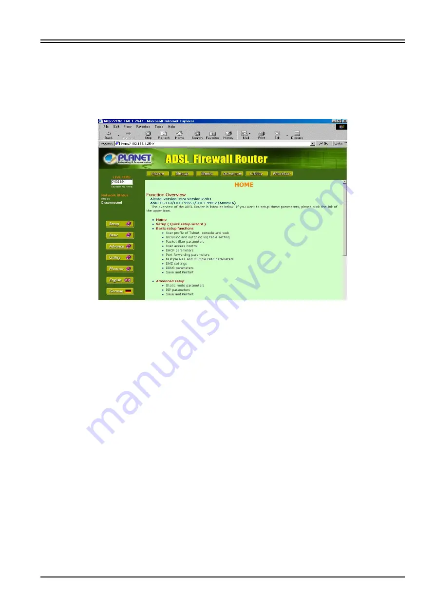 Planet ADSL Firewall Router ADE-4120 User Manual Download Page 20