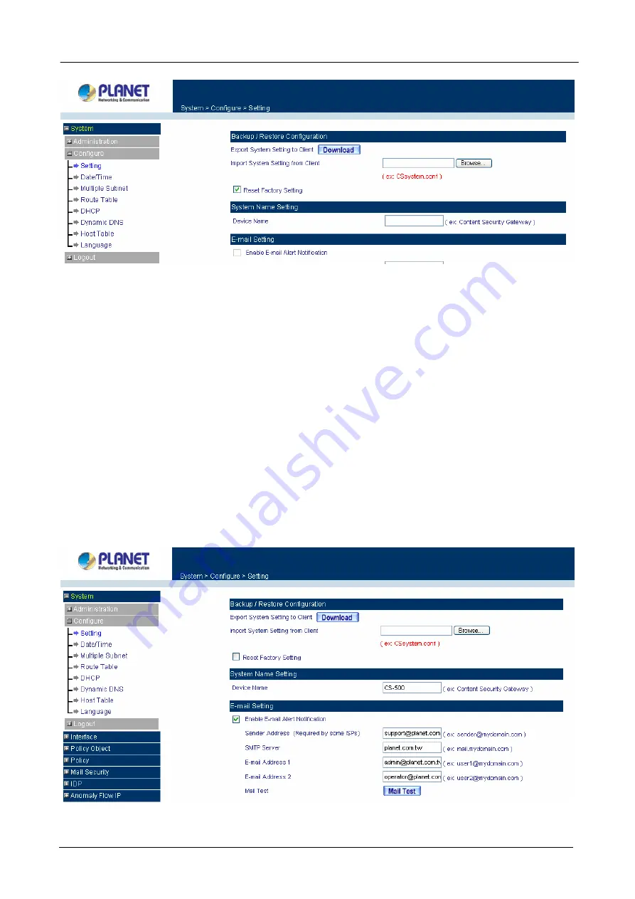 Planet Content Security Gateway CS-500 Скачать руководство пользователя страница 24