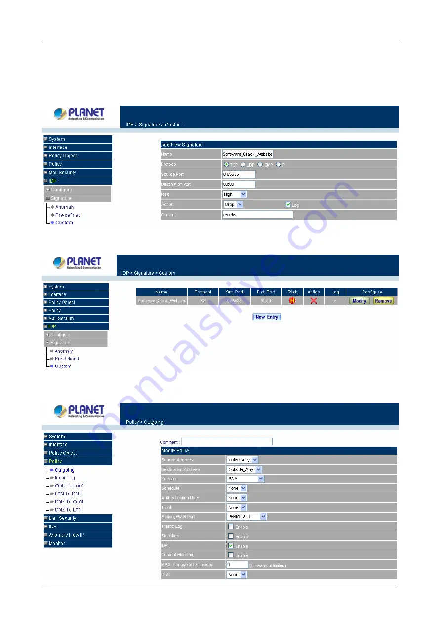 Planet Content Security Gateway CS-500 User Manual Download Page 196