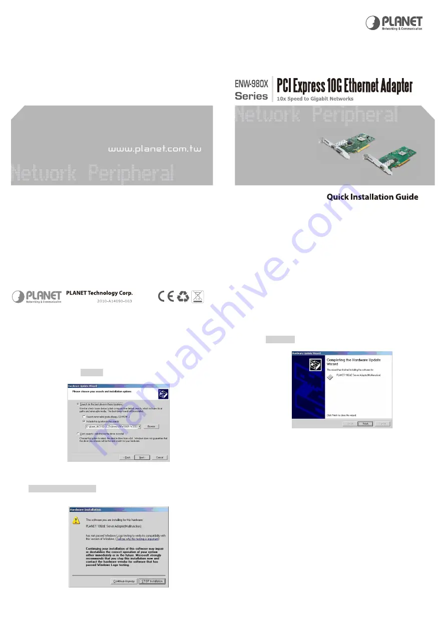 Planet ENW-980X Series Quick Installation Manual Download Page 2