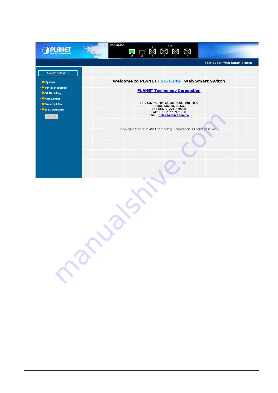 Planet FSD-624SF User Manual Download Page 16