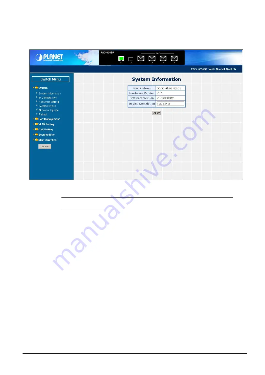 Planet FSD-624SF User Manual Download Page 18