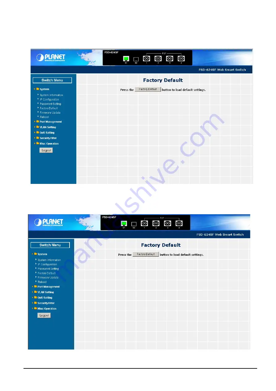 Planet FSD-624SF User Manual Download Page 21