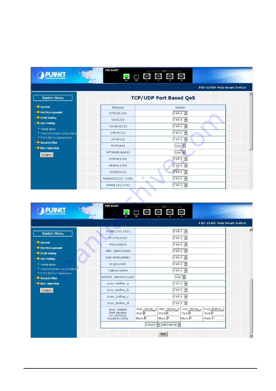 Planet FSD-624SF User Manual Download Page 45