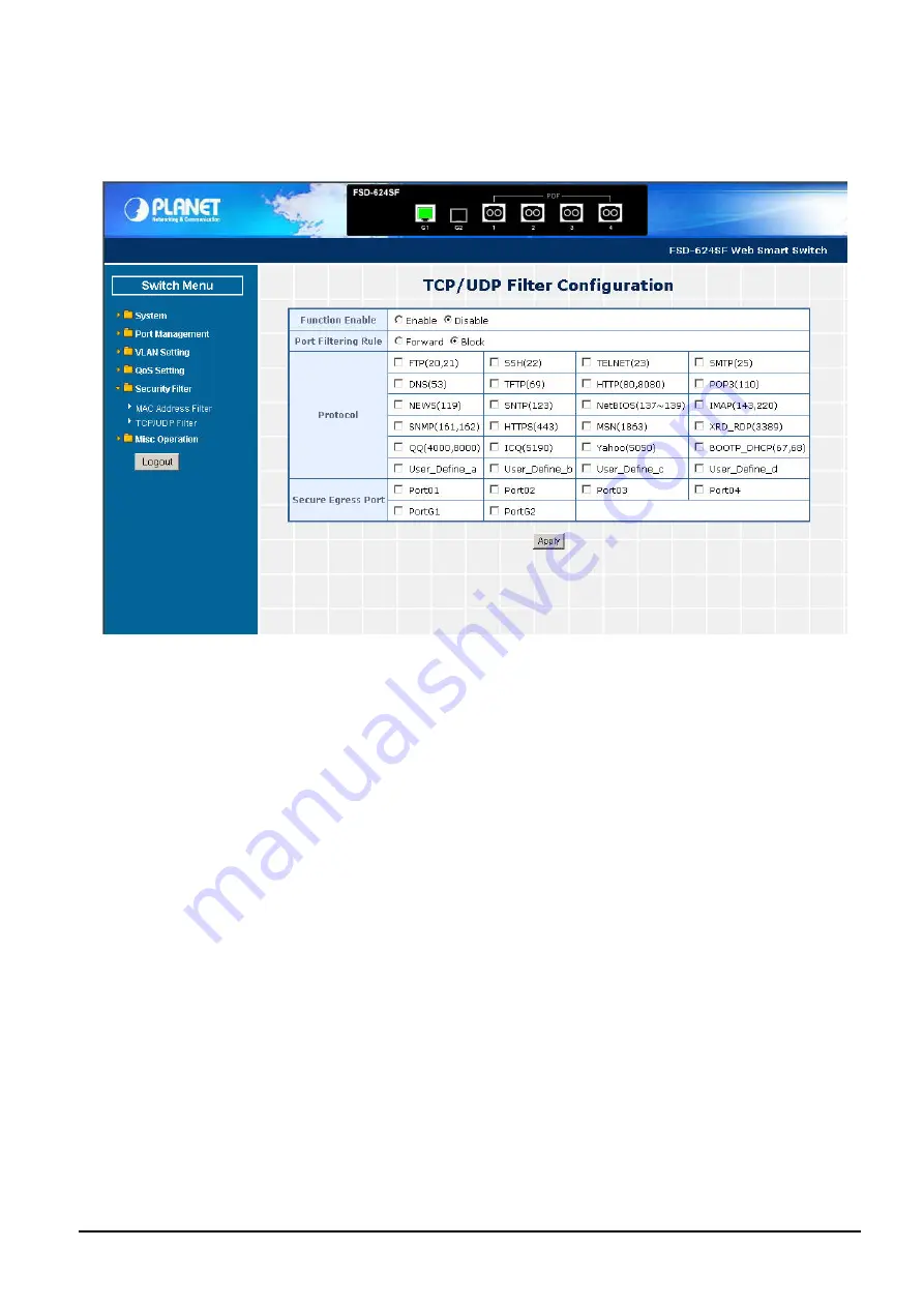 Planet FSD-624SF User Manual Download Page 49