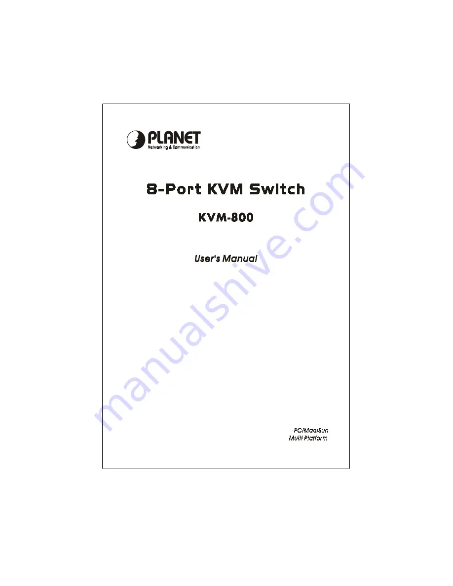 Planet KVM-800 Скачать руководство пользователя страница 1