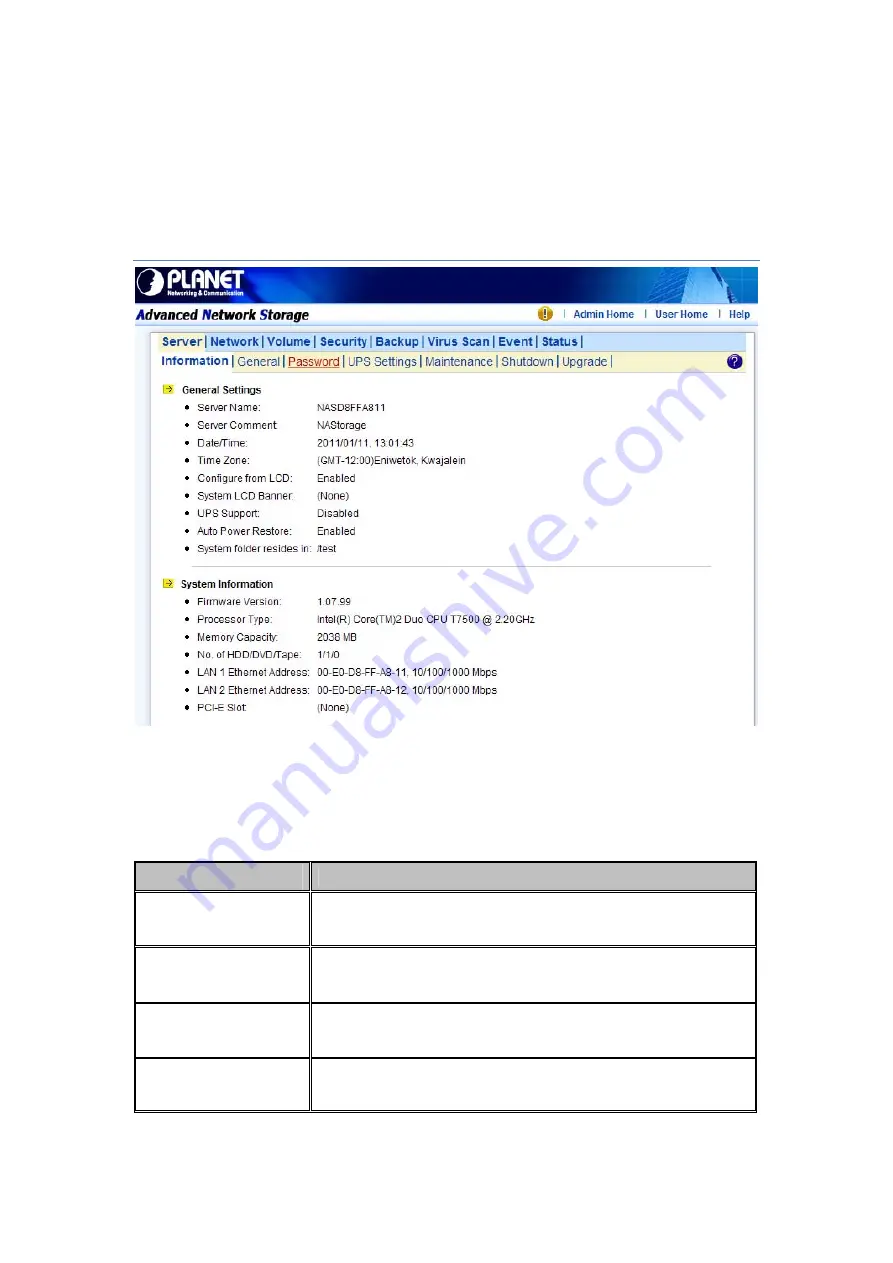 Planet NAS-7450 User Manual Download Page 20