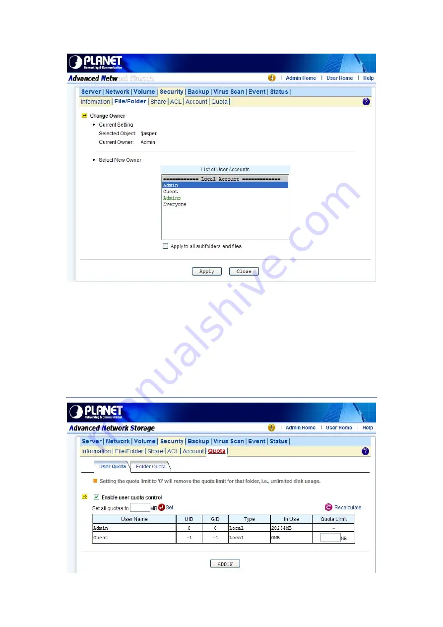 Planet NAS-7450 User Manual Download Page 60