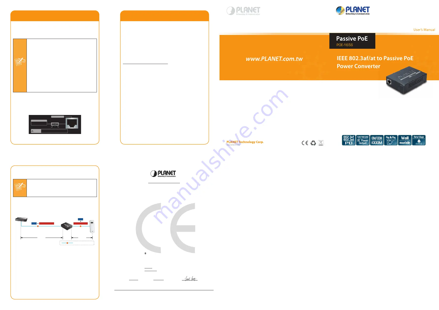 Planet POE-165S User Manual Download Page 2