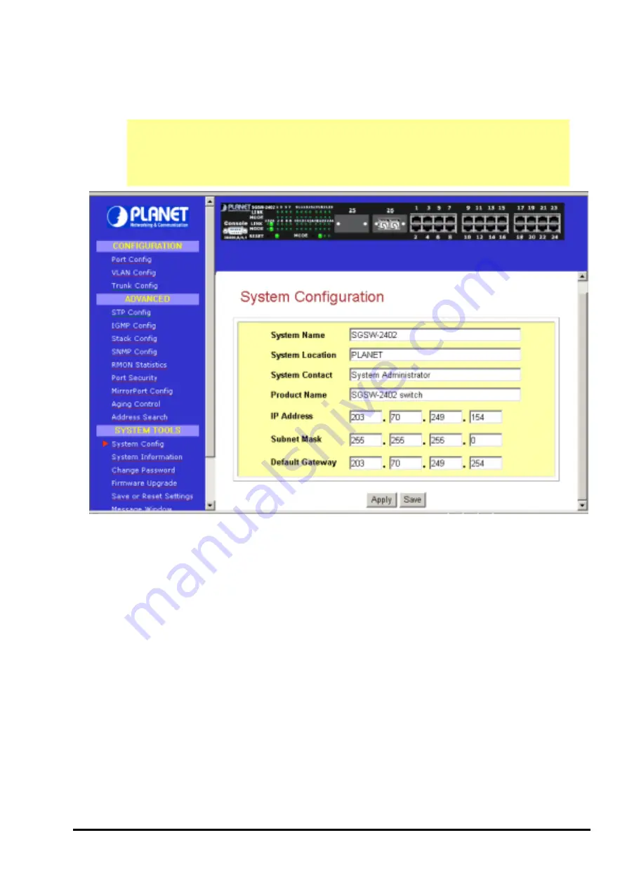 Planet SGSW-2402 User Manual Download Page 31