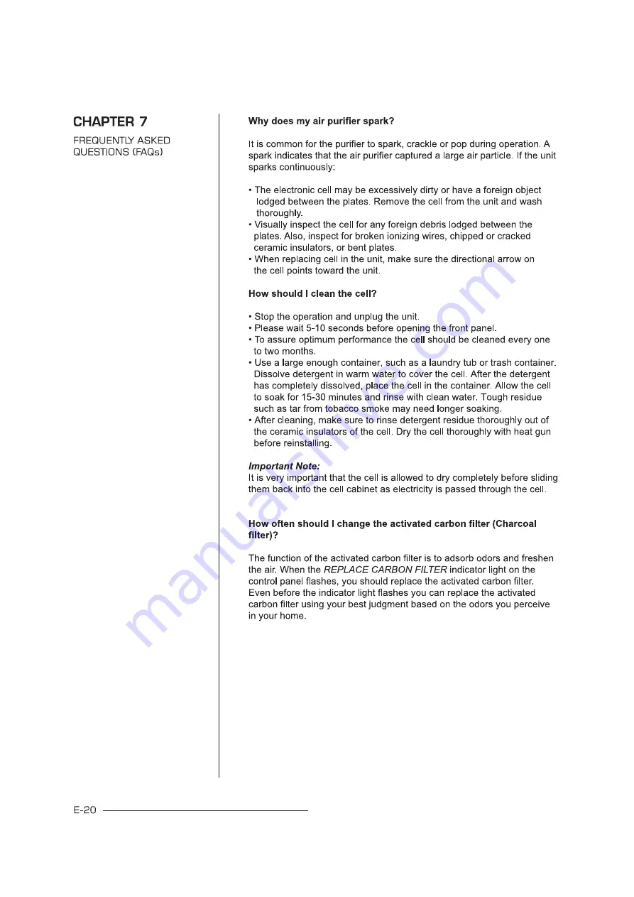 Platinum Air Care RPS 600SL Manual Download Page 20