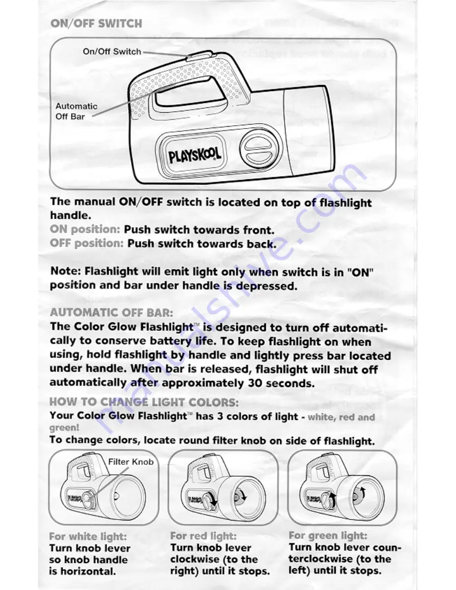 Playskool Color Glow Flashlight Скачать руководство пользователя страница 3