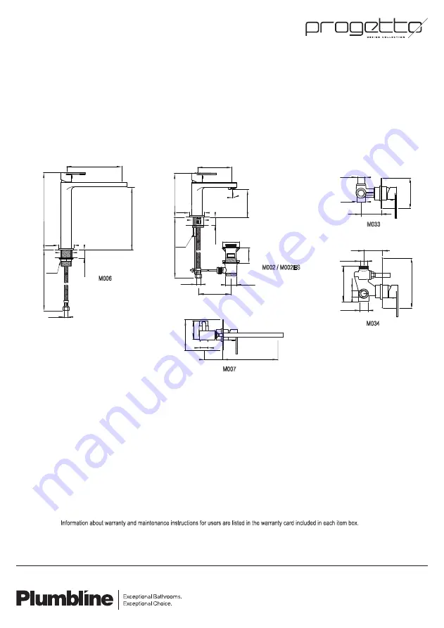 Plumbline Progetto Minimo Series Installation Instructions Download Page 1