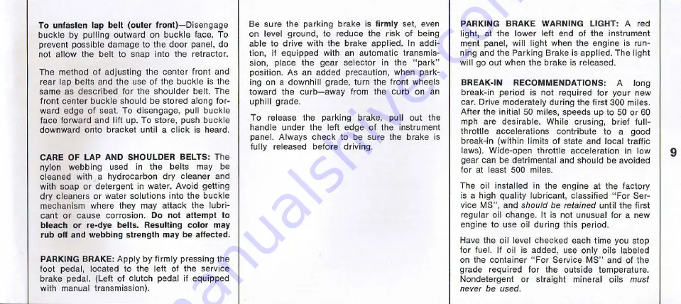 Plymouth Fury 1369 Operator'S Manual Download Page 10