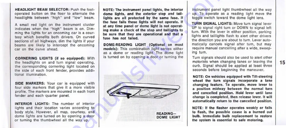 Plymouth Fury 1369 Operator'S Manual Download Page 16