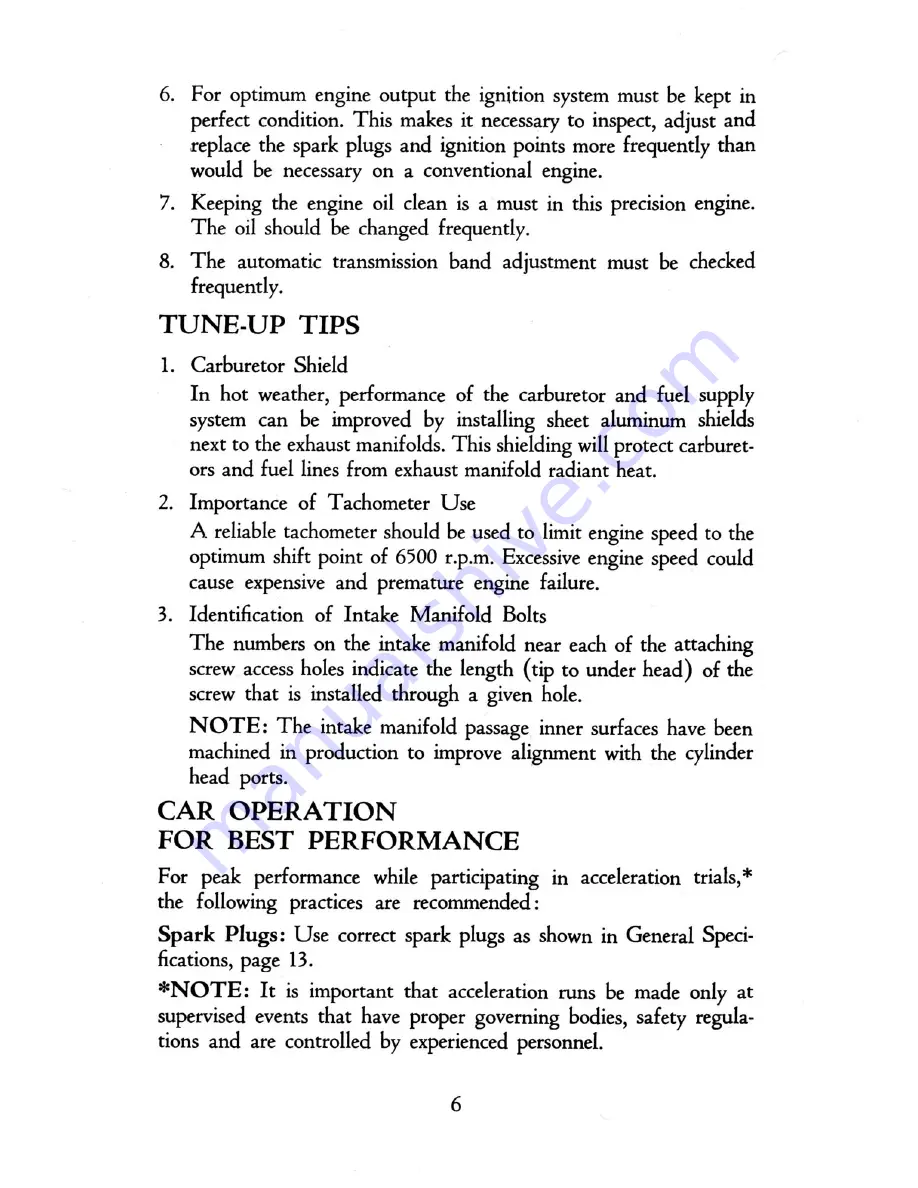 Plymouth Super Stock 426-III User Manual Download Page 7