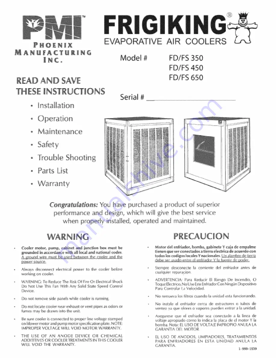 PMI - Phoenix FS350A Instructions Manual Download Page 1