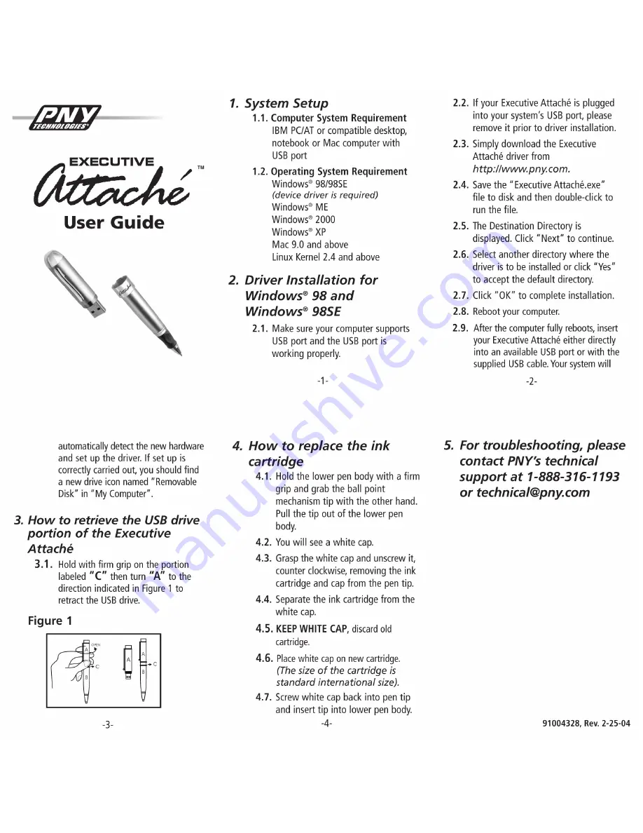 PNY Executive Attache P-EF256B3-RF User Manual Download Page 1