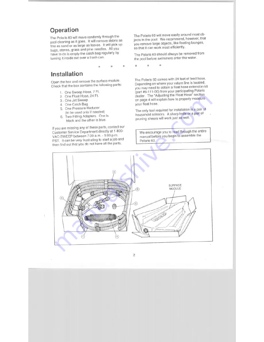 Polaris Vac-Sweep 60 Owner'S Manual Download Page 3