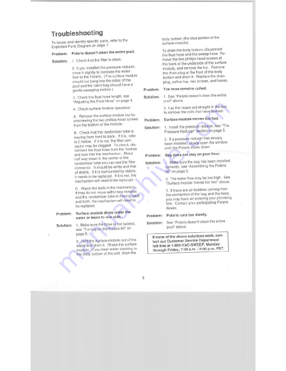 Polaris Vac-Sweep 60 Owner'S Manual Download Page 9