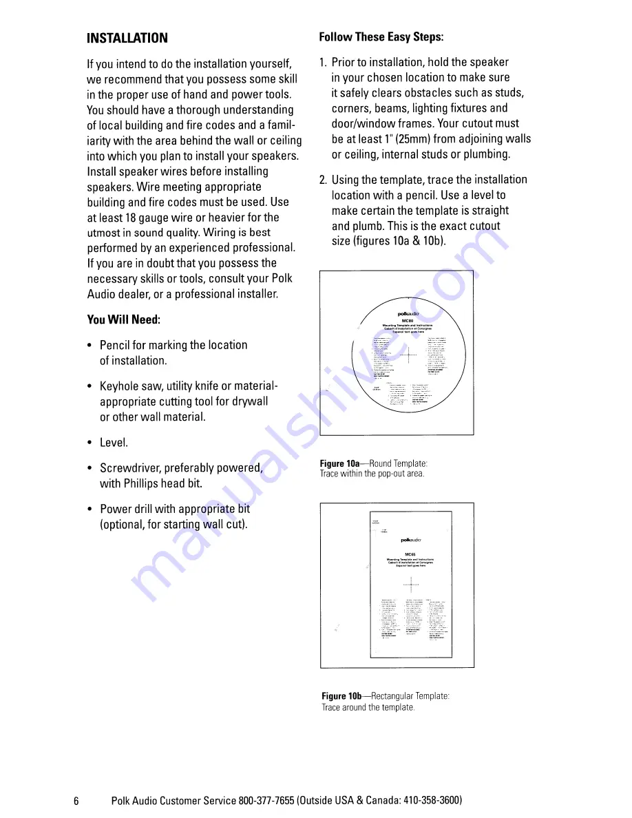 Polk Audio MC Series MC65 Owner'S Manual Download Page 6