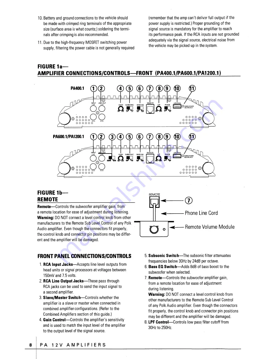 Polk Audio PA1200.1 Owner'S Manual Download Page 8