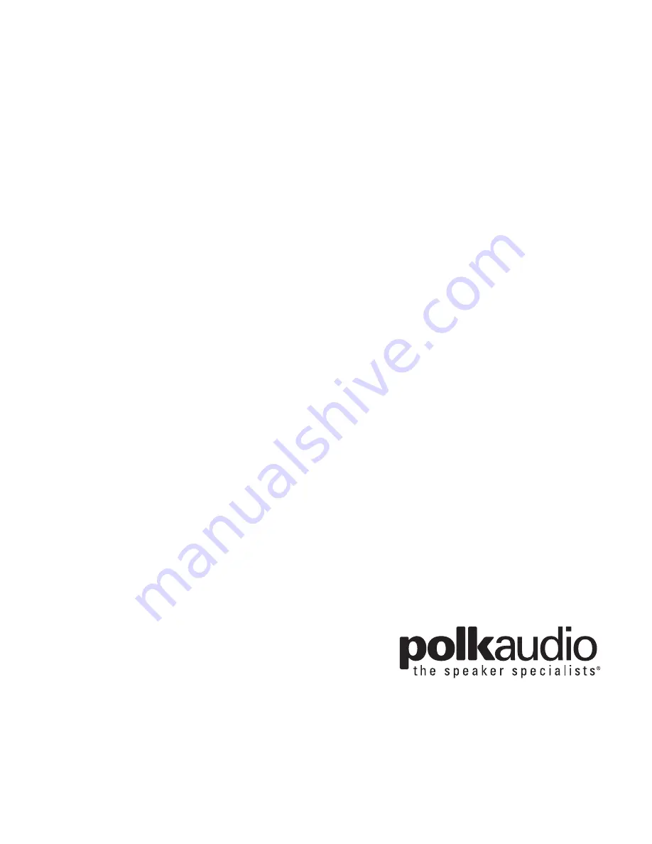 Polk Audio PSW10 Owner'S Manual Download Page 1