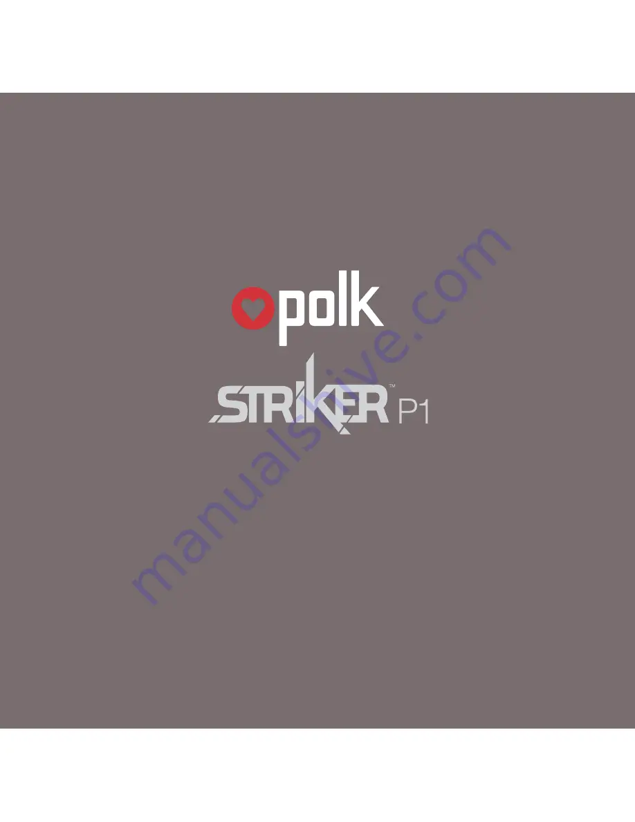 Polk Audio Striker P1 Setup Manual Download Page 1