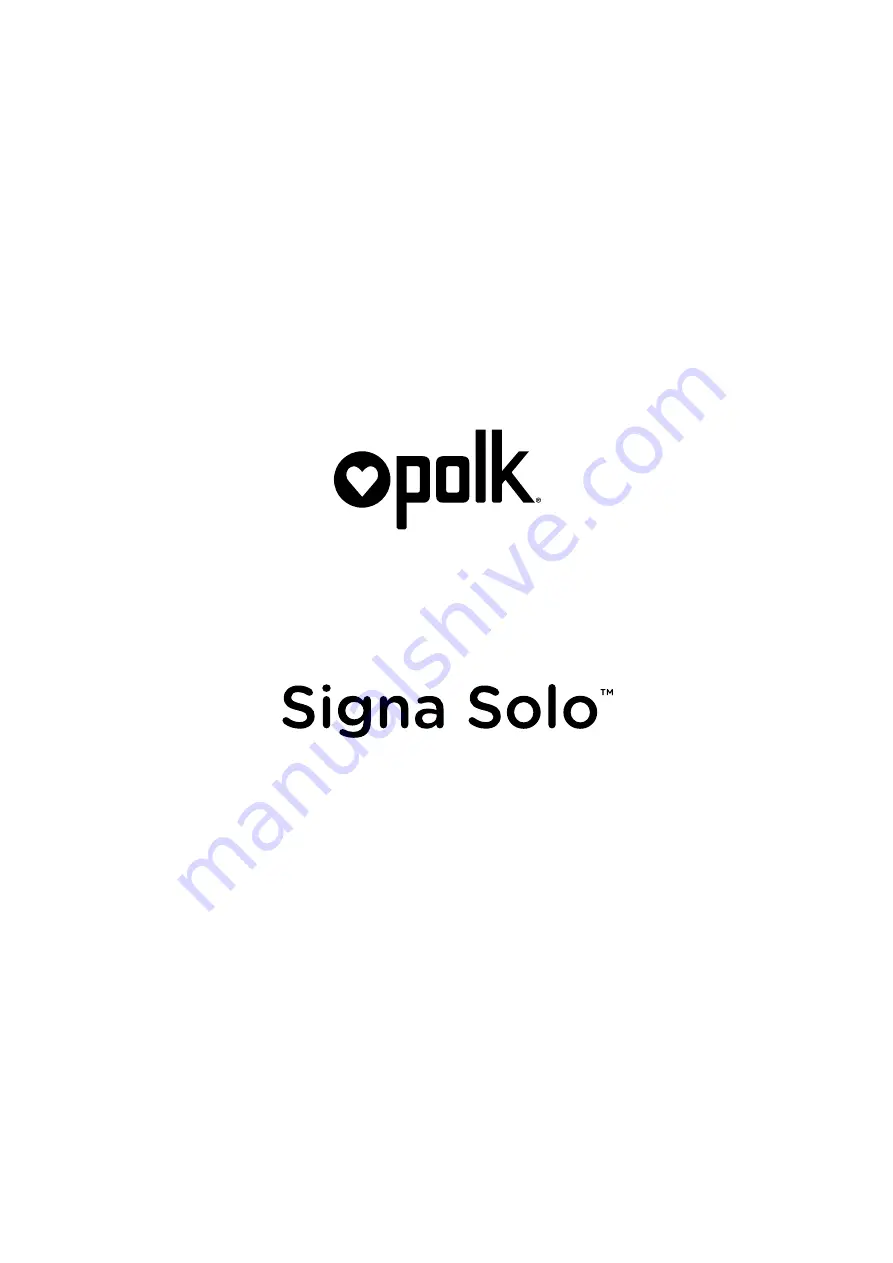 Polk Mono Signa Solo Quick Start Manual Download Page 1