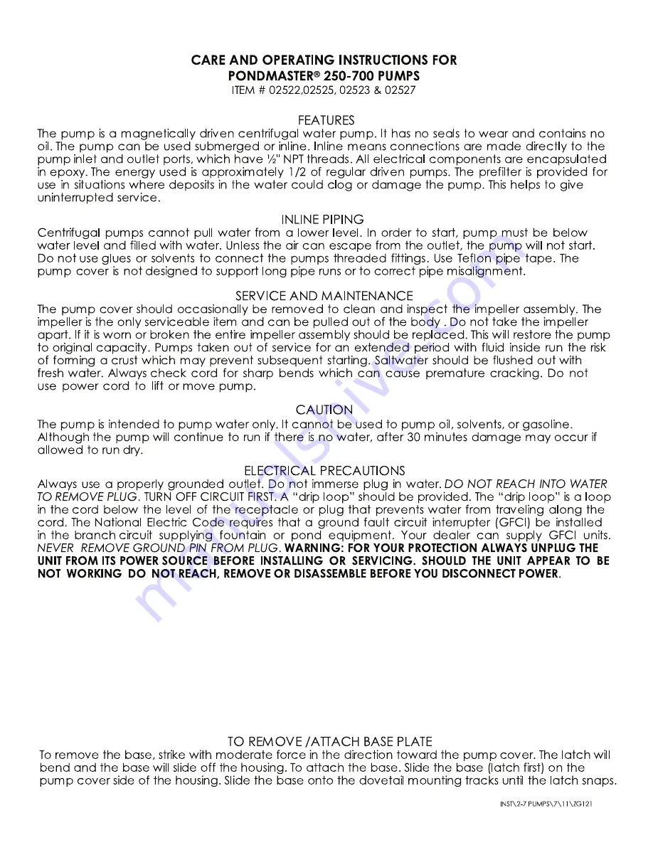 Pondmaster 02710 Care And Operating Instructions Download Page 5