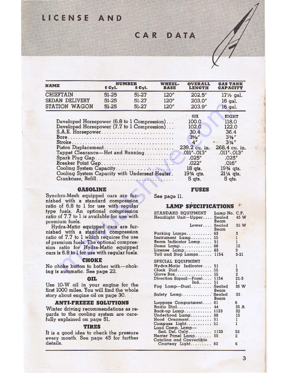 Pontiac 1952 Chieftain Owners Service Manual Download Page 6