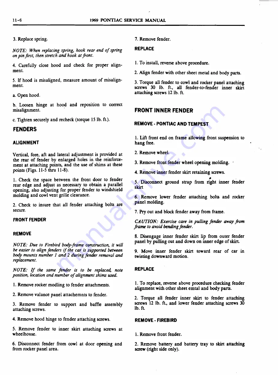 Pontiac 1969 Firebird Service Manual Download Page 705