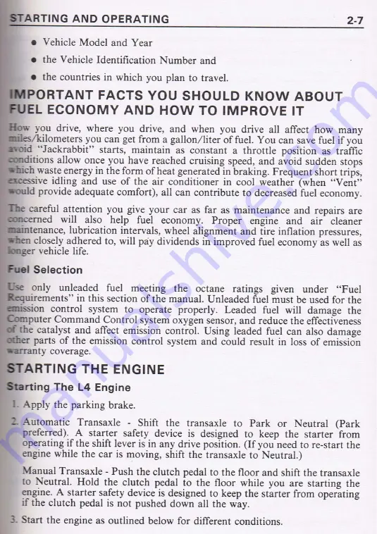 Pontiac 1987 Fiero Owner'S Manual Download Page 26