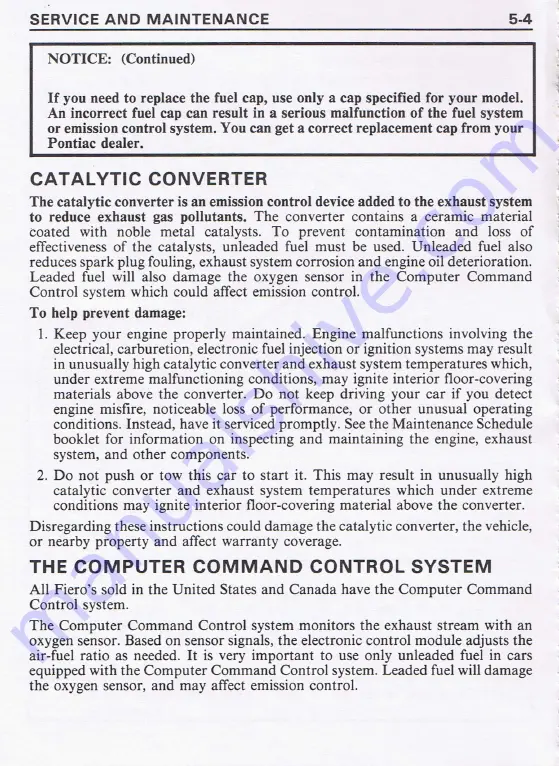 Pontiac 1987 Fiero Скачать руководство пользователя страница 93