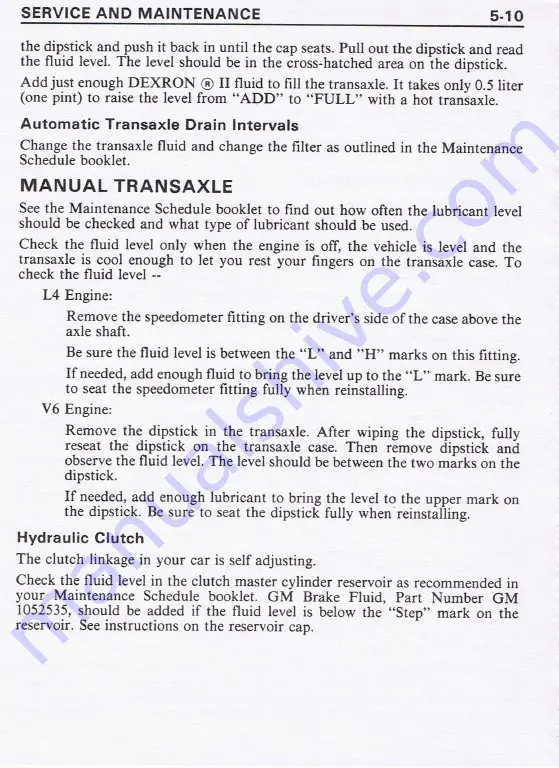 Pontiac 1987 Fiero Owner'S Manual Download Page 99