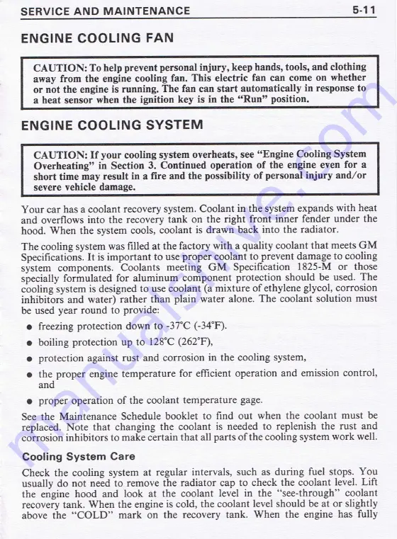 Pontiac 1987 Fiero Owner'S Manual Download Page 100