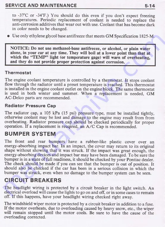 Pontiac 1987 Fiero Owner'S Manual Download Page 103