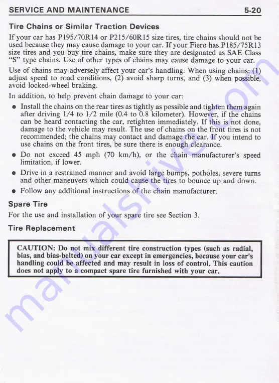 Pontiac 1987 Fiero Owner'S Manual Download Page 109