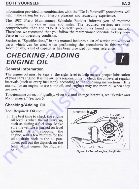 Pontiac 1987 Fiero Owner'S Manual Download Page 114