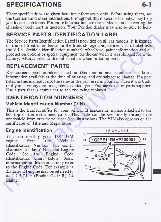 Pontiac 1987 Fiero Owner'S Manual Download Page 157